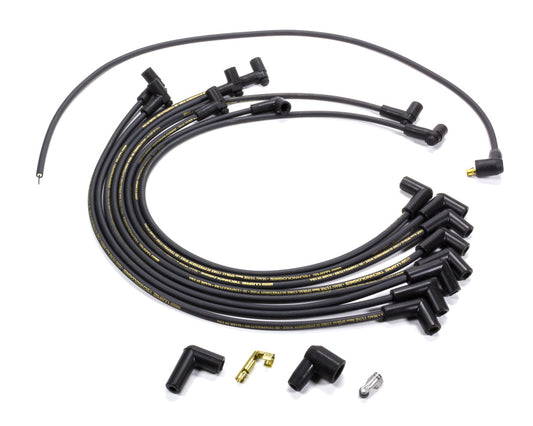 Spark Plug Wire Set - Mag-Tune - Spiral Core - 8.0 mm - Black - 90 Degree Plug Boots - HEI - Small Block Chevy - Kit