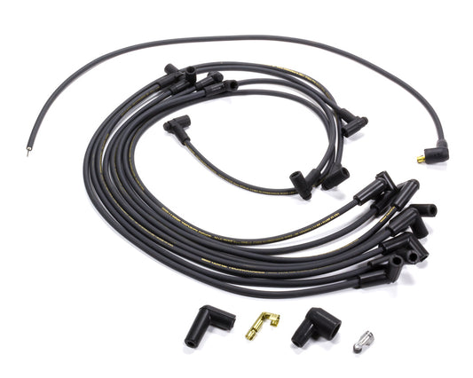 Spark Plug Wire Set - Mag-Tune - Spiral Core - 8.0 mm - Black - 90 Degree Plug Boots - HEI - Small Block Chevy - Kit