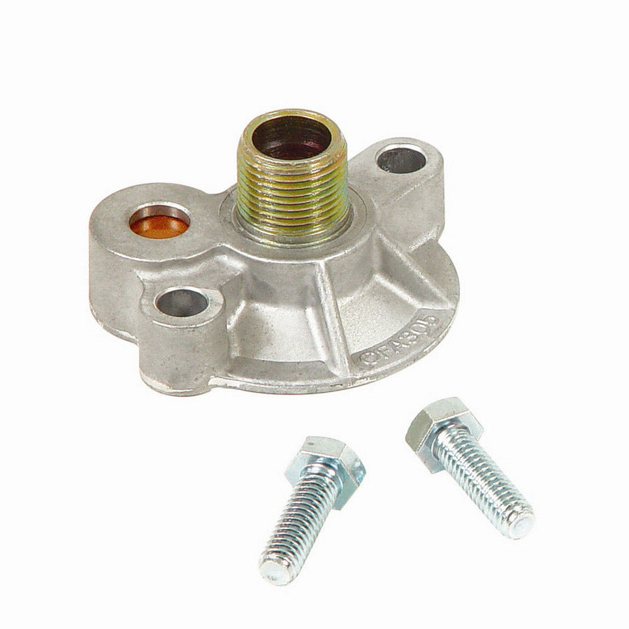 Oil Filter Adapter - Bypass - Bolt-On - 13/16-16 in Center Thread - Aluminum - Natural - Small Block Chevy - Each