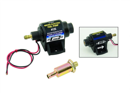 Fuel Pump - Micro In-Line - Electric - 35 gph Free Flow - 1/8 in NPT Female Inlet / Outlet - Filter - Gas - Each