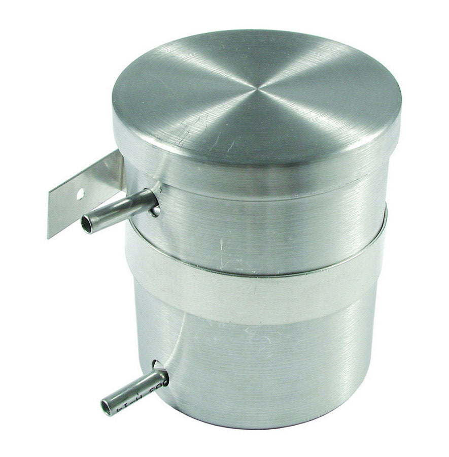 Cooling Tank - Gas Cool Can - 5 in OD x 6.25 in Tall - 3/8 in Hose Barb Inlet - 3/8 in Hose Barb Outlet - Aluminum - Brushed - Kit