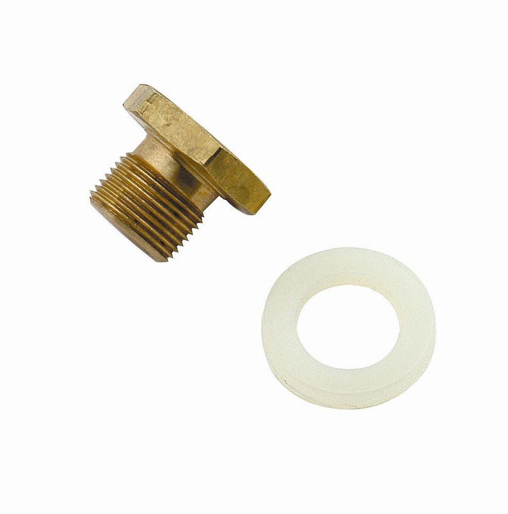 Power Valve Plug - 1/2-28 in Threaded Plug - Gasket Included - Aluminum - Gold Anodized - Holley Carburetors - Each