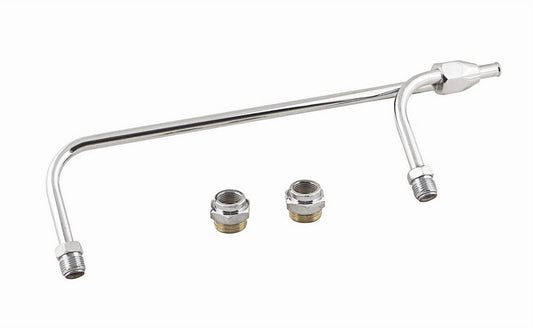 Carburetor Fuel Line - 3/8 in Hose Barb Inlet - 5/8-18 in Dual Outlets - Copper - Chrome - Holley 4150 Carburetor - Each