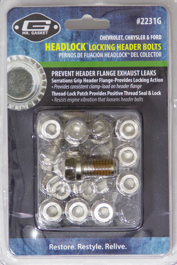 Header Bolt - Locking - 3/8-16 in Thread - 0.75 in Long - Hex Head - Stainless - Various Applications - Set of 16
