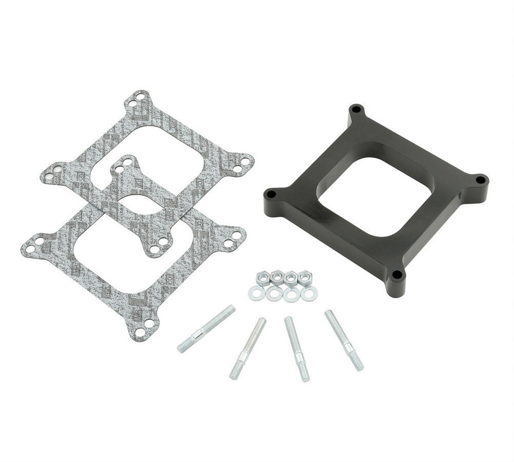 Carburetor Spacer - 1 in Thick - Open - Square Bore - Gaskets / Hardware Included - Phenolic - Black - Each