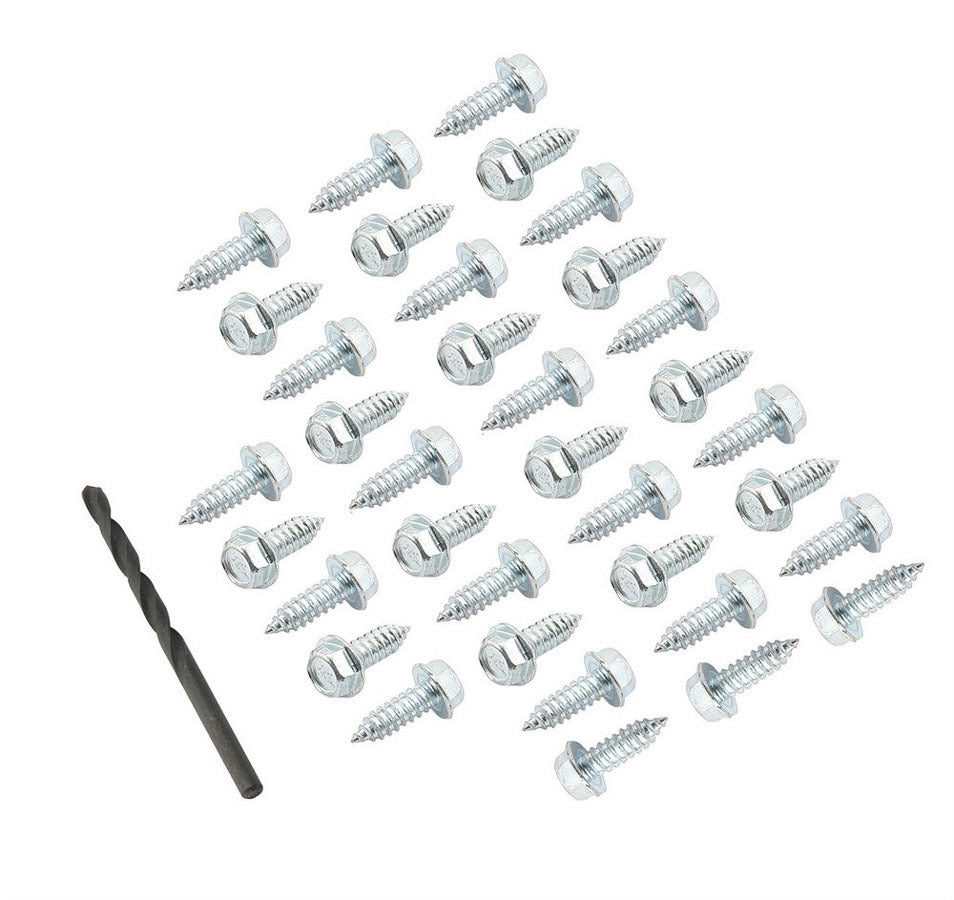 Wheel Rim Screw - 1/4 x 3/4 in Long - 3/8 in Hex Head - Self Tapping - Drill Bit - Steel - Cadmium - Set of 35