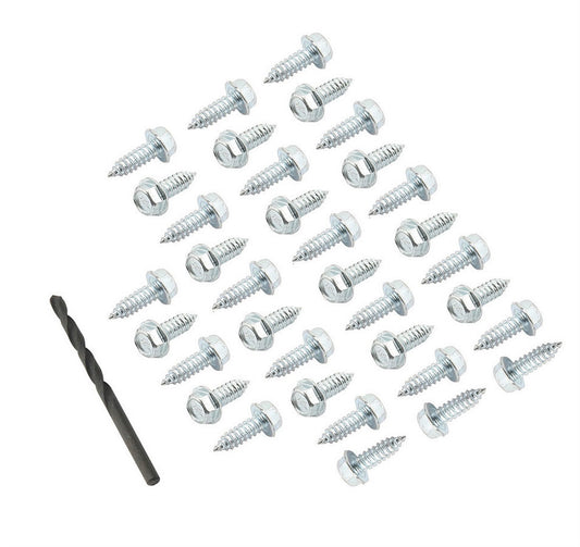 Wheel Rim Screw - 1/4 x 3/4 in Long - 3/8 in Hex Head - Self Tapping - Drill Bit - Steel - Cadmium - Set of 35