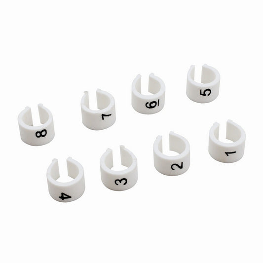 Spark Plug Wire Markers - Cylinder Markers - 8 mm Wires - Plastic Clips - Set of 8