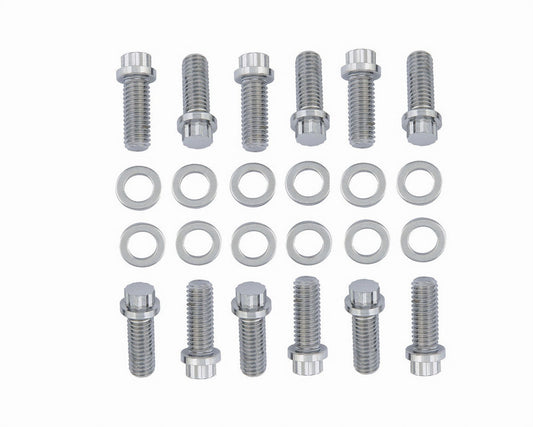 Intake Manifold Bolt Kit - 12 Point Head - Steel - Chrome - Small Block Chevy - Kit