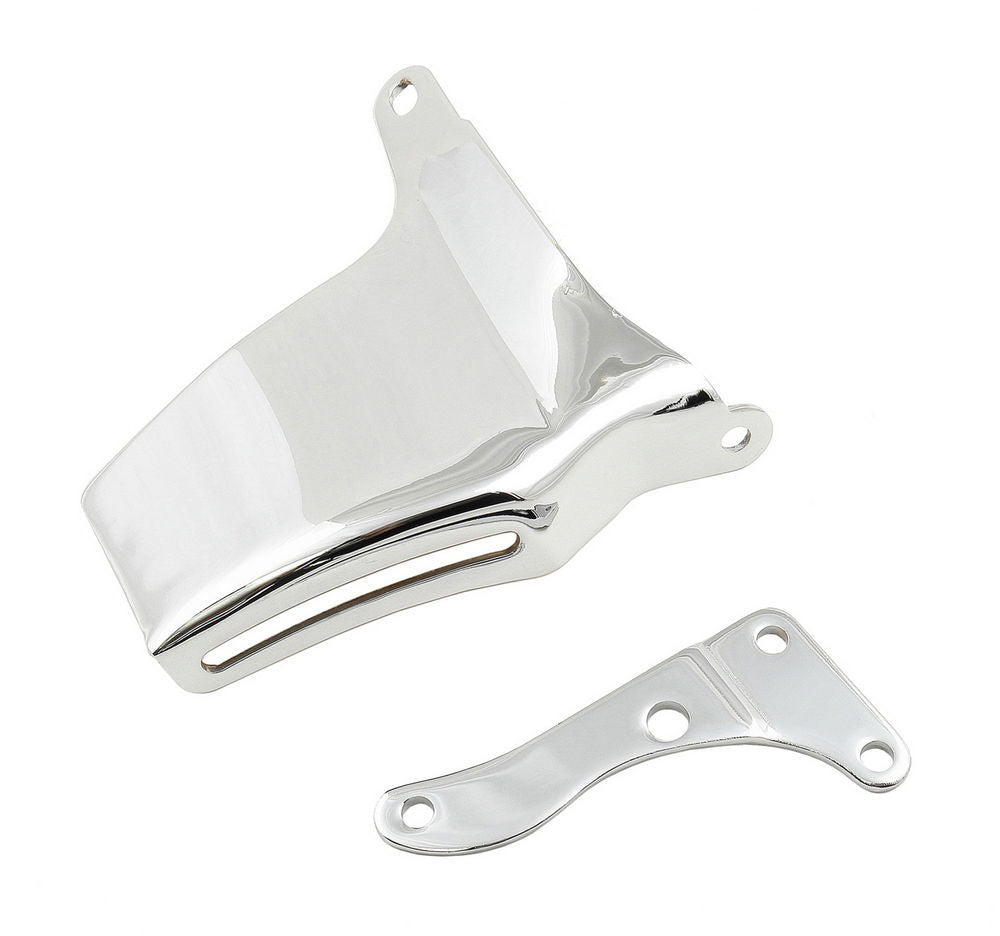 Alternator Bracket - Passenger Side - Head Mount - Steel - Chrome - Long Water Pump - Small Block Chevy - Each