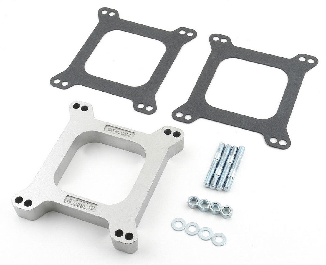 Carburetor Spacer - 1 in Thick - Open - Square Bore - Gaskets / Hardware Included - Aluminum - Natural - Each