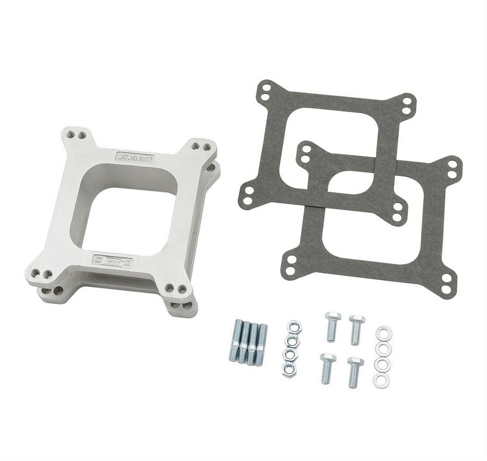 Carburetor Spacer - 2 in Thick - Open - Square Bore - Gaskets / Hardware Included - Aluminum - Natural - Each