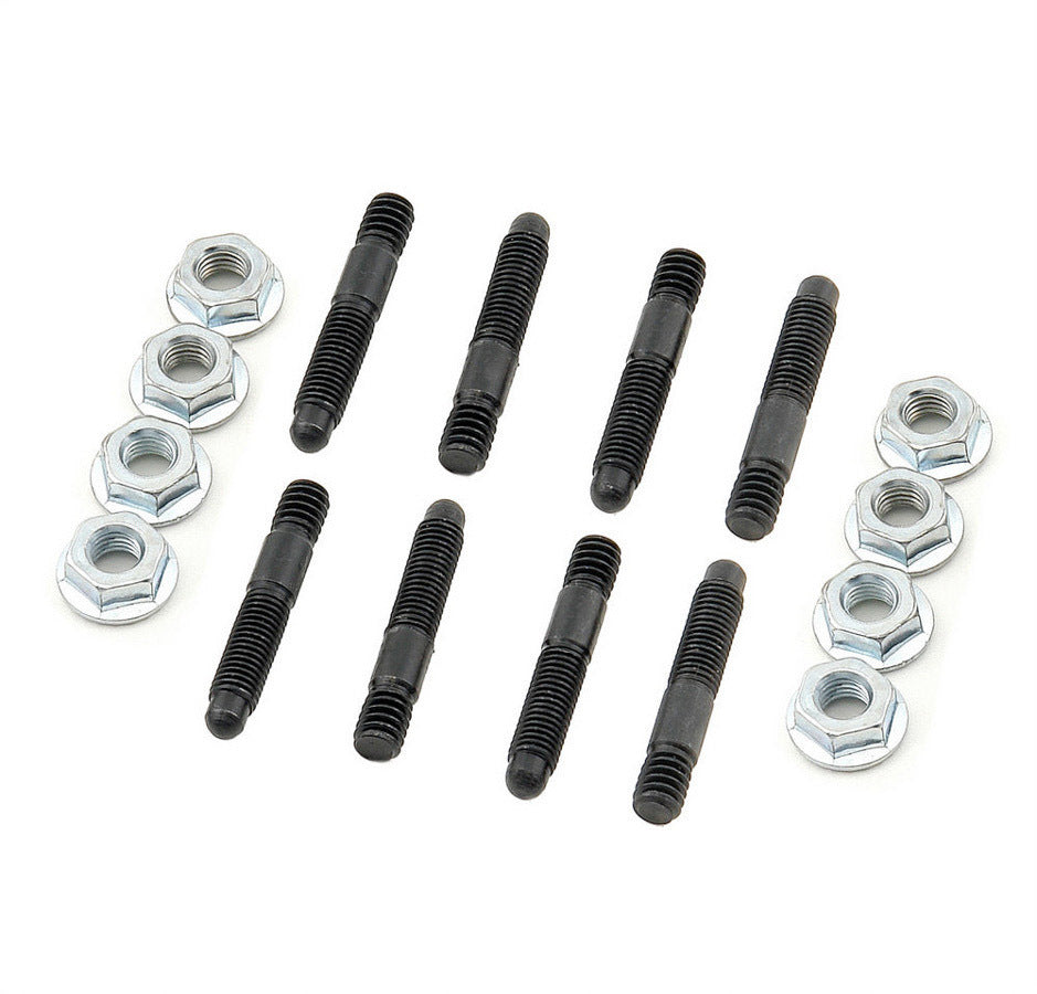 Valve Cover Fastener - Stud - 1/4-20 in Thread - 1.500 in Long - Hex Nuts - Steel - Black Oxide / Zinc Oxide - Set of 8