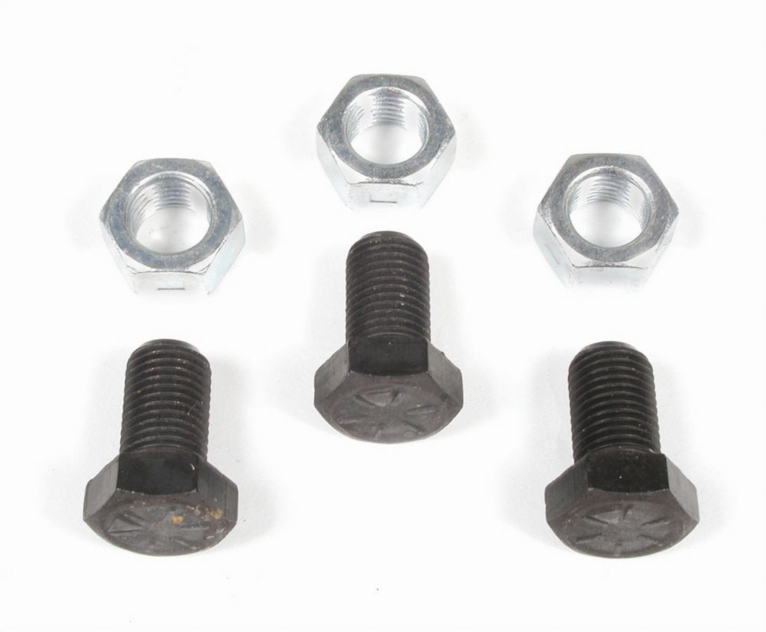 Torque Converter Bolt Kit - 3/8-24 in Thread - 0.625 in Long - Nuts - Hex Head - Steel - Black Oxide - TH350 / Powerglide - Set of 3