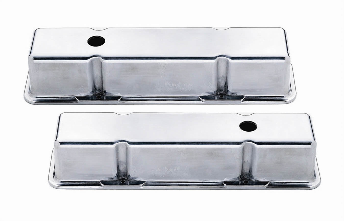 Valve Cover - Tall - Baffled - Breather Hole - Cast Aluminum - Polished - Small Block Chevy - Kit