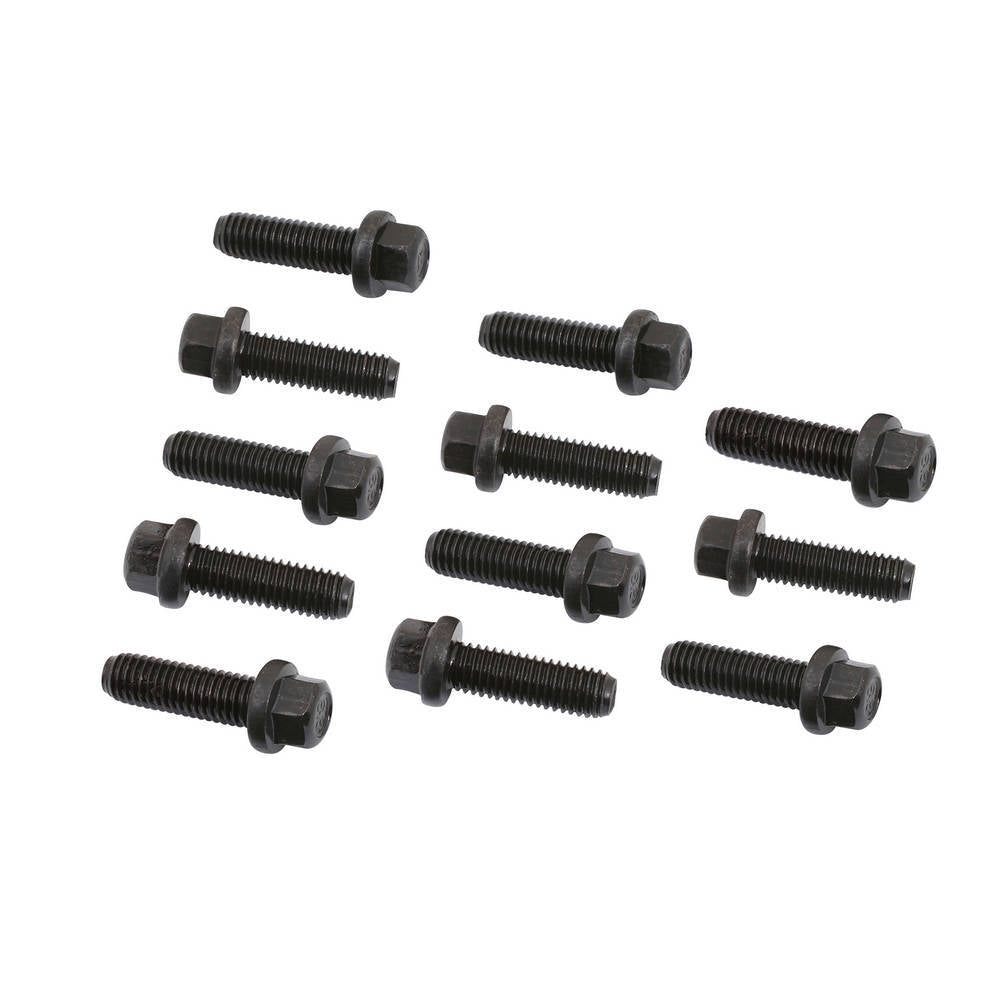 Header Bolt Kit - 8 mm x 1.25 Thread - 25 mm Long - Hex Head - Steel - Black Oxide - Set of 12