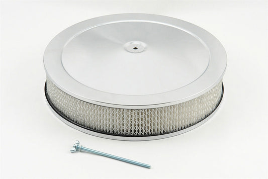 Air Cleaner Assembly - Competition - 14 in Round - 3 in Tall - 5-1/8 in Carb Flange - Drop Base - Steel - Chrome - Kit