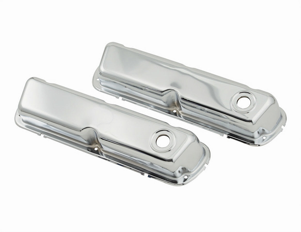 Valve Cover - Stock Height - Baffled - Breather Hole - Steel - Chrome - Small Block Ford - Kit