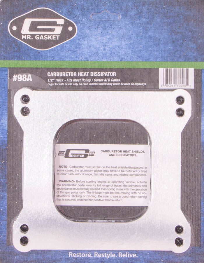 Carburetor Spacer - Heat Dissipater - 0.5 in Thick - Open - Square Bore - Gaskets / Hardware Included - Aluminum - Holley 3-Barrel / Ram Manifold - Kit