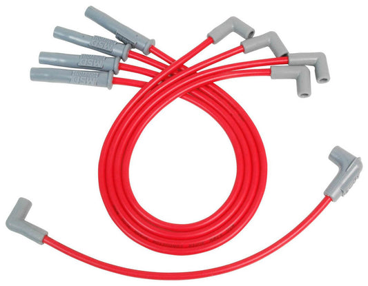 Spark Plug Wire Set - Super Conductor - Spiral Core - 8.5 mm - Red - Straight Plug Boots - HEI Style Terminal - Ford 4-Cylinder - Kit