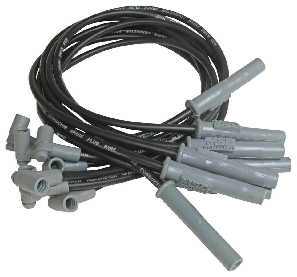 Spark Plug Wire Set - Super Conductor - Spiral Core - 8.5 mm - Black - Straight Plug Boots - HEI Style Terminal - Various GM - Kit