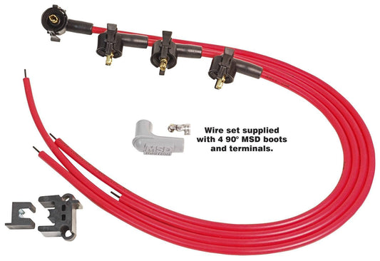 Spark Plug Wire Set - Super Conductor - Spiral Core - 8.5 mm - Red - Locking Coil Terminals - Cut-To-Fit - Midget Wire Set - 4-Cylinder - Kit