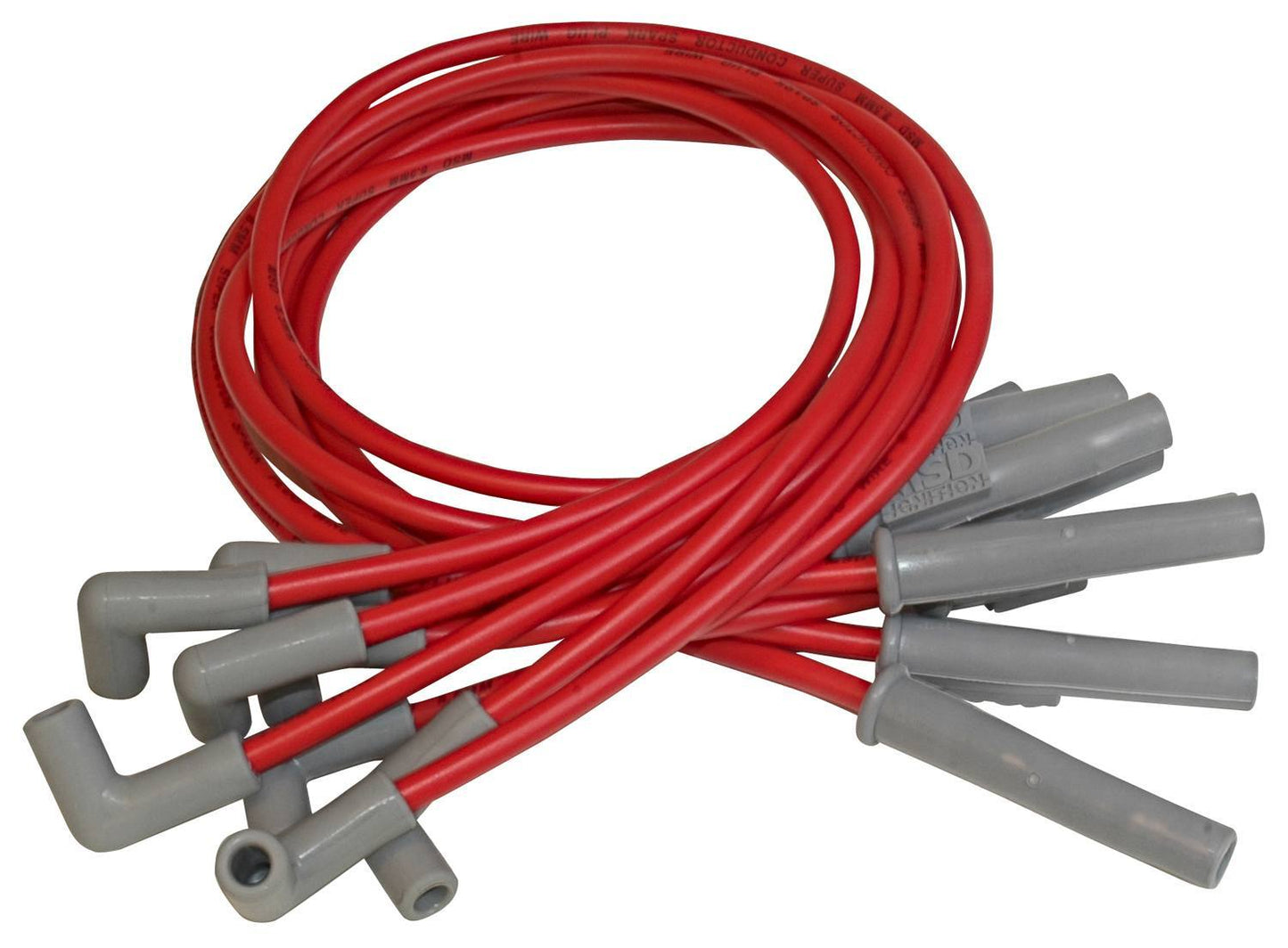 Spark Plug Wire Set - Super Conductor - Spiral Core - 8.5 mm - Red - Straight Plug Boots - HEI Style Terminal - Small Block Ford - Kit