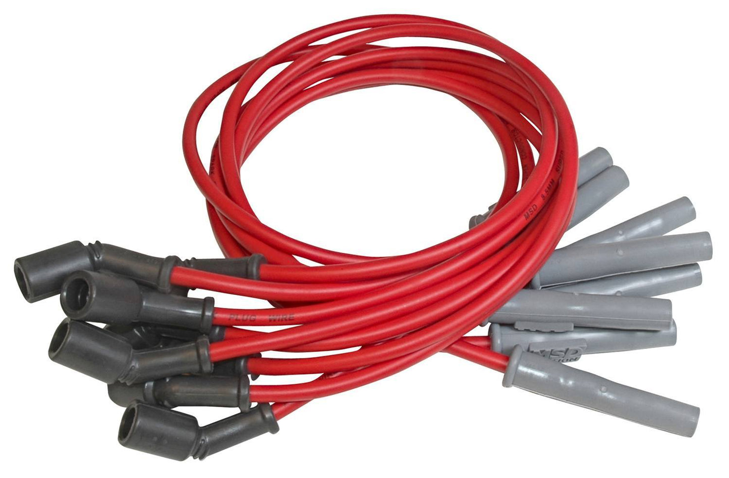 Spark Plug Wire Set - Super Conductor - Spiral Core - 8.5 mm - Red - Straight Plug Boots - Socket Style - GM LS-Series - Kit