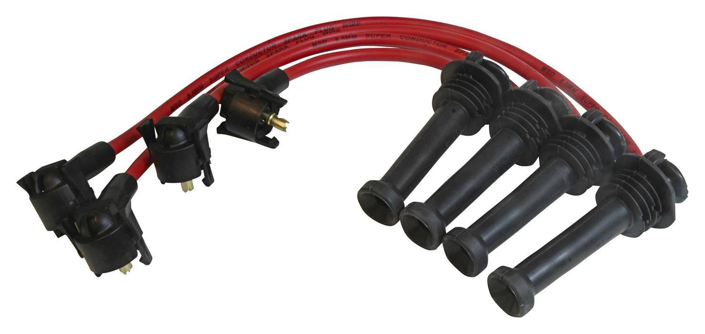 Spark Plug Wire Set - Super Conductor - Spiral Core - 8.5 mm - Red - Factory Style Boots / Terminals - Ford 4-Cylinder - Kit