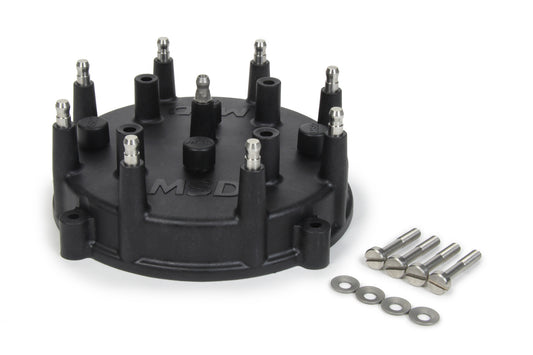 Distributor Cap - Pro-Cap - HEI Style Terminals - Stainless Terminals - Screw Down - Black - Vented - MSD Pro Billet - V8 - Each