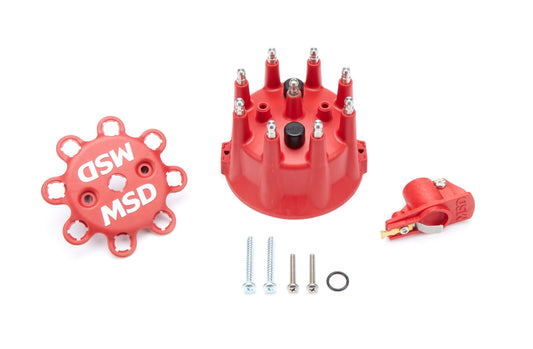 Cap and Rotor Kit - HEI Style Terminal - Stainless Terminals - Screw Down - Red - Vented - MSD 12 LT - V8 - Kit