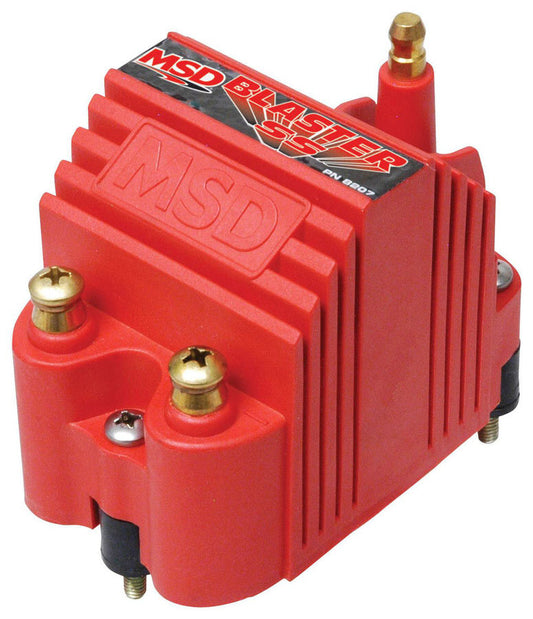 Ignition Coil - Blaster SS - E-Core - 0.355 ohm - Male HEI - 40000V - 90 Degree Boot / Terminal Included - Red - Each