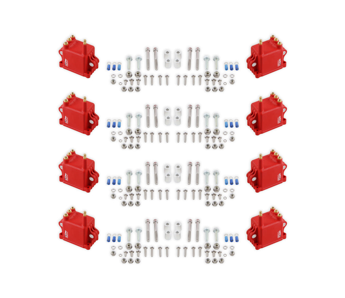 Ignition Coil Pack - Pro CDI 600 - Square - 0.064 ohm - Male HEI - 50000V - Red - GM LS-Series - Set of 8