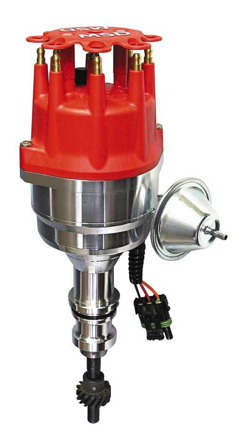 Distributor - Pro-Billet - Ready-To-Run - Magnetic Pickup - Vacuum Advance - HEI Style Terminal - Red - Rev Limiter - Small Block Ford - Each