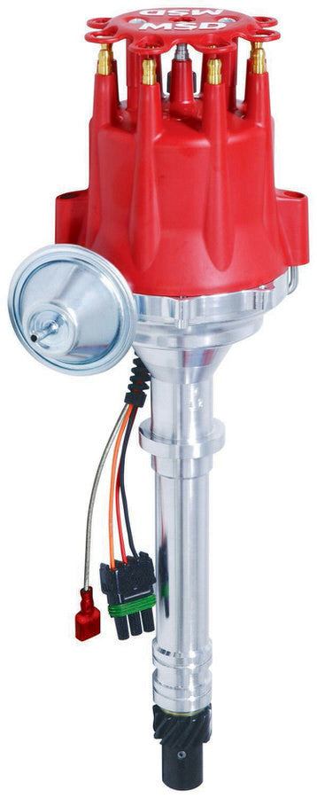 Distributor - Pro-Billet - Ready-To-Run - Magnetic Pickup - Vacuum Advance - HEI Style Terminal - Red - Chevy V8 - Each