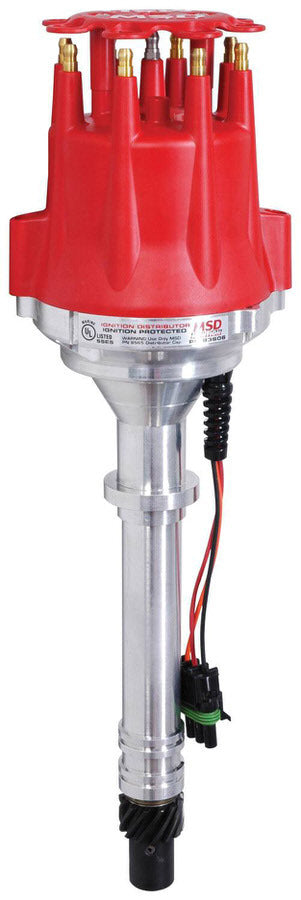 Distributor - Pro-Billet - Ready-To-Run - Marine - Magnetic Pickup - Vacuum Advance - HEI Style Terminal - Red - Chevy V8 - Each