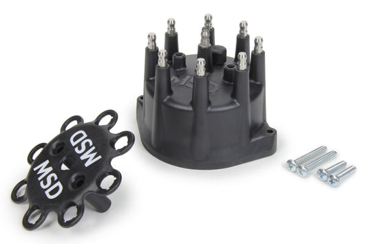 Distributor Cap - HEI Style Terminals - Stainless Terminals - Screw Down - Black - Vented - MSD Small Diameter Distributors - V8 - Each