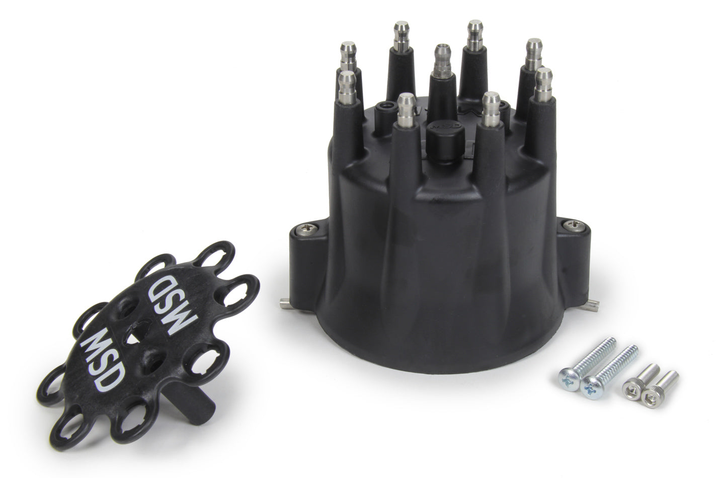 Distributor Cap - HEI Style Terminals - Stainless Terminals - Twist Lock - Black - Vented - Chevy V8 - Each