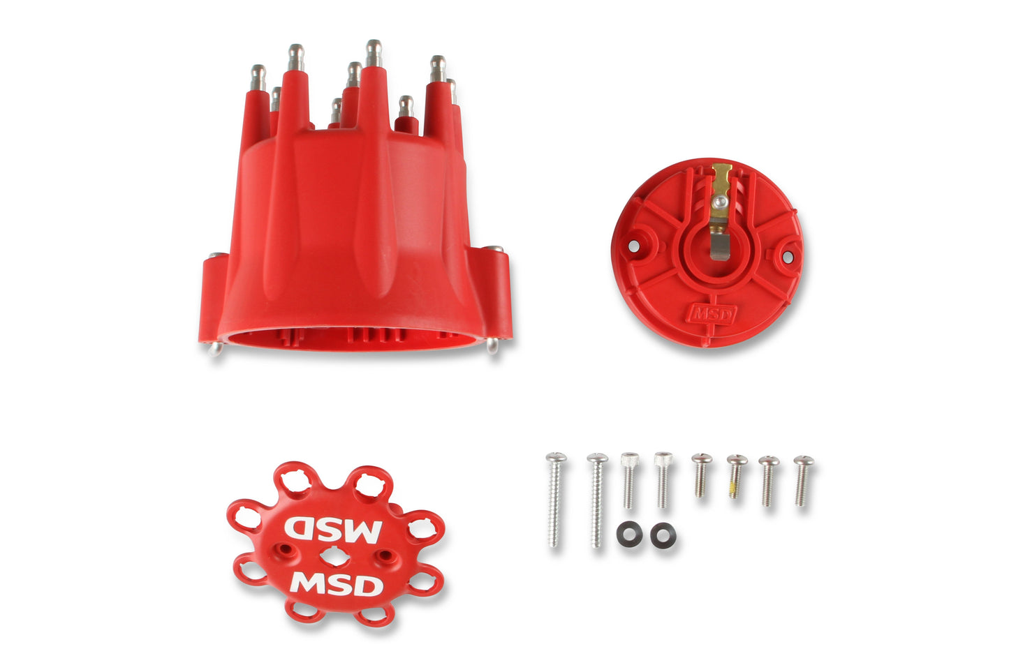 Cap and Rotor Kit - HEI Style Terminal - Stainless Terminals - Twist Lock - Red - Vented - Race Rotor - MSD Distributors - V8 - Kit