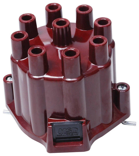 Distributor Cap - Socket Style Terminals - Brass Terminals - Twist Lock - Maroon - Non-Vented - Chevy V8 - Each