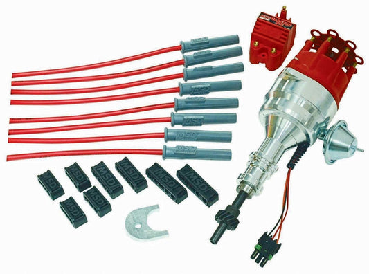 Ignition Kit - Crate Ignition Kits - Distributor - Blaster SS Coil - Super Conductor Wires - Wire Dividers - Small Block Ford - Kit