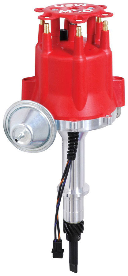 Distributor - Pro-Billet - Magnetic Pickup - Vacuum Advance - HEI Style Terminal - Red - Chevy Inline-6 - Each