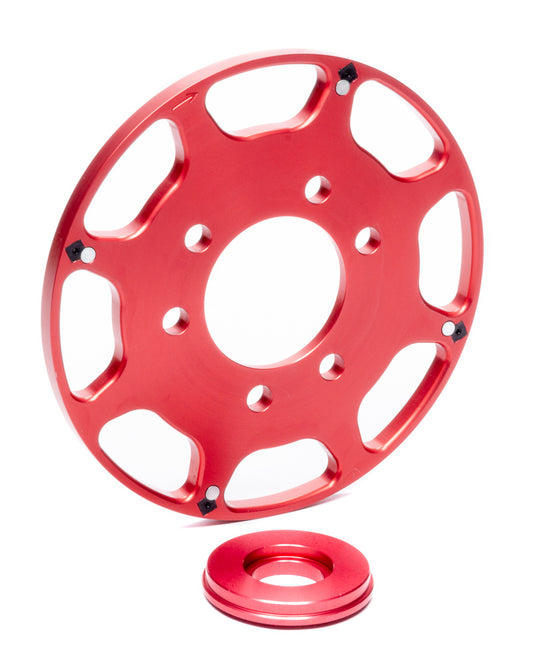 Crank Trigger Wheel - Flying Magnet - 7.000 in Balancer - Aluminum - Red Anodized - Small Block Chevy - Kit