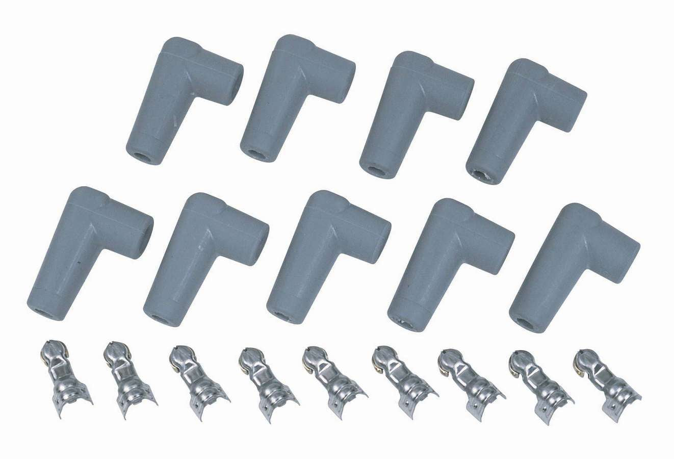 Boot / Terminal Kit - Distributor / Coil - 8.5 mm - Gray - Low Profile 90 Degree - HEI Style Terminal - Set of 9