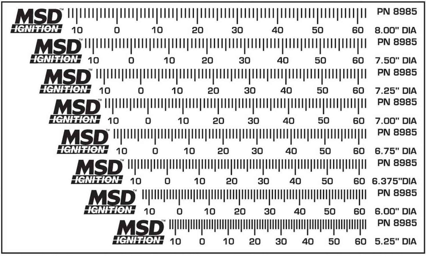 Ignition Timing Tape - Balancer Timing Tapes - 5-1/4 to 8 in Balancers - Set of 8