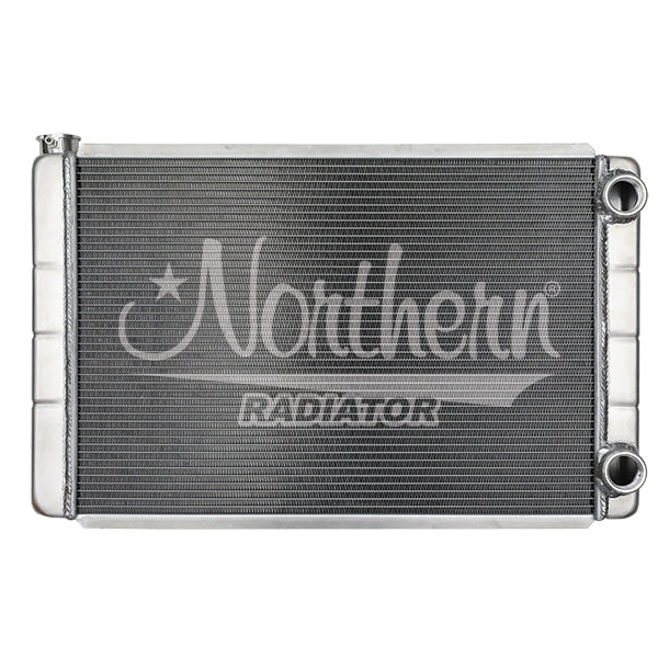 Radiator - Dual Pass - 31 in W x 19 in H x 3.125 in D - Passenger Side Inlet / Outlet - Aluminum - Natural - GM - Each