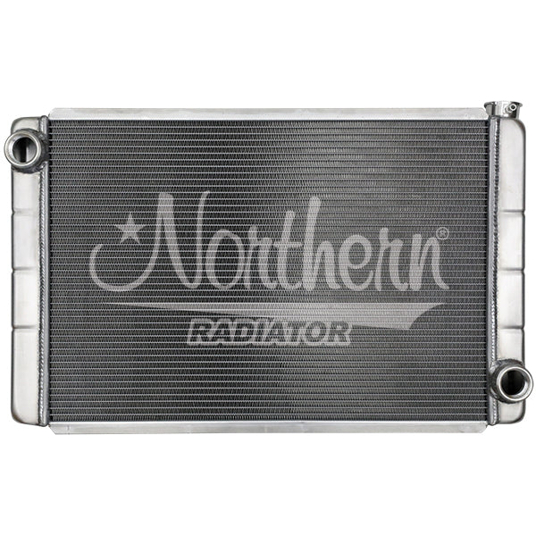 Radiator - Dual Pass - 31 in W x 19 in H x 3.125 in D - Passenger Side Inlet / Outlet - Aluminum - Natural - GM - Each