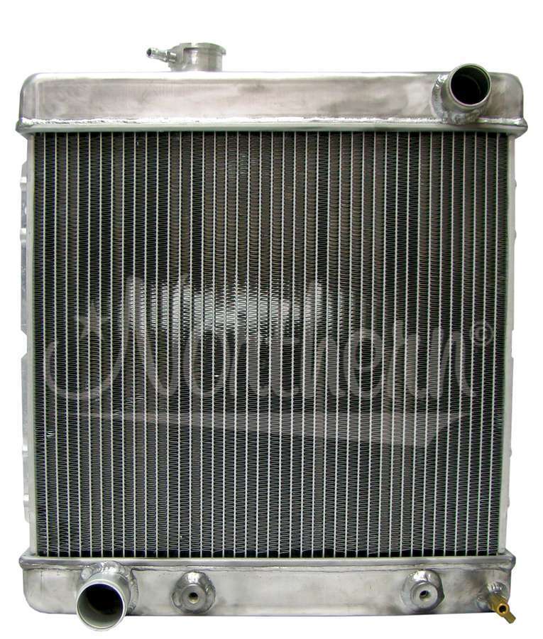 Radiator - 20.25 in W x 18.5 in H x 3.125 in D - Passenger Side Inlet - Driver Side Outlet - Aluminum - Natural - Automatic - Ford 1960-70 - Each