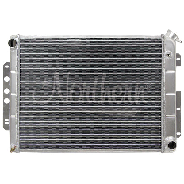 Radiator - 25.875 in W x 18.5 in H x 3.125 in D - Passenger Side Inlet - Driver Side Outlet - Aluminum - Natural - Manual - LS Conversion - GM F-Body 1967-69 - Each