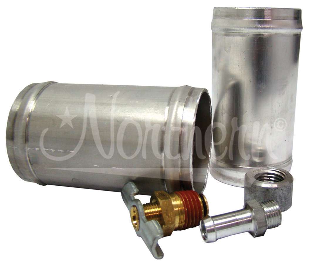 Radiator Modification Kit - Hose Connections / Fittings / Weld-In Bung / Petcock - Aluminum - Natural - Kit